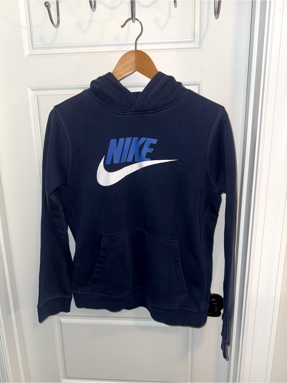 Nike Youth Dark Blue Hoodie with Blue and White Logo